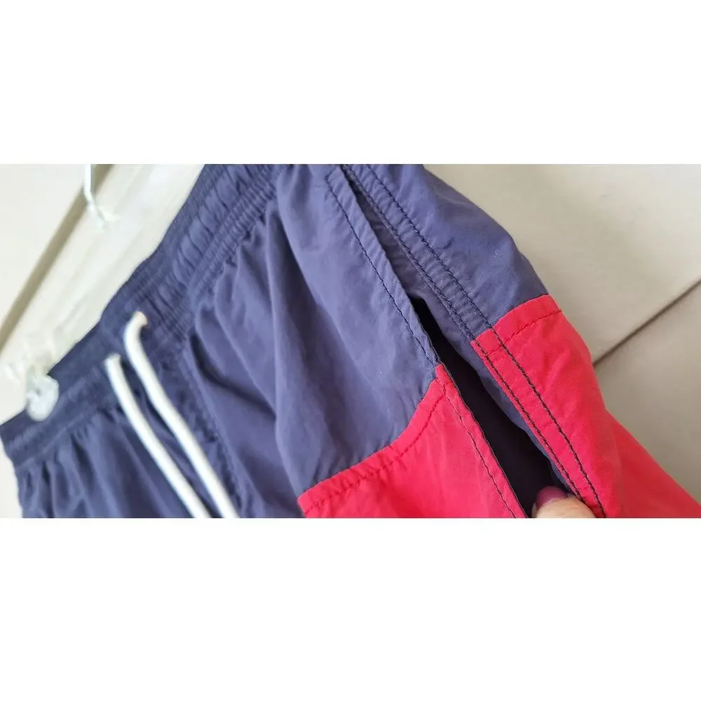 Tommy Hilfiger Men's Color Block Swim Trunks Blue Red Size S Mesh Lined Pockets